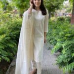 Cream cotton kurta and pants